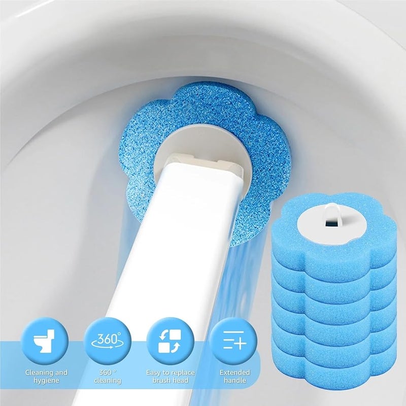36 Pcs Disposable Toilet Brush Replacement Heads Long Handle Cleaning Kit 2 Colors - Image 5