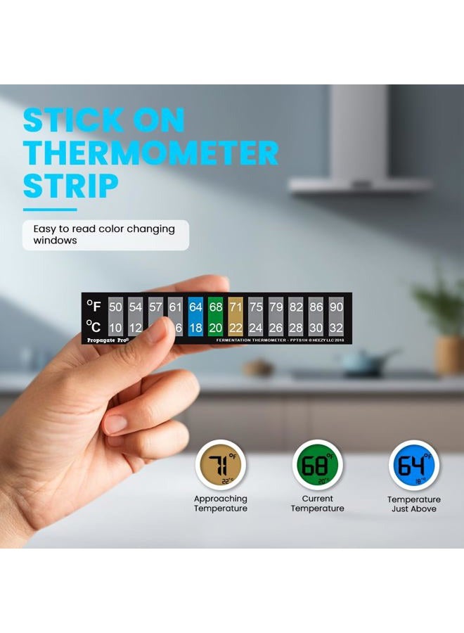 Propagate Pro Horizontal Stick On Thermometer Strip, Digital Temperature Display for Fermenting, Brewing, Wine, Beer, Kombucha or Aquariums. 50-90F (10-32C) Adhesive Sticker 10 Pack (10) - Image 2