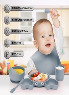 Joyelink 9pcs Silicone Baby Feeding Set, Toddler Self Feeding Dish Set, Crab Divided Plate, Self Feeding Utensils  - Image 3