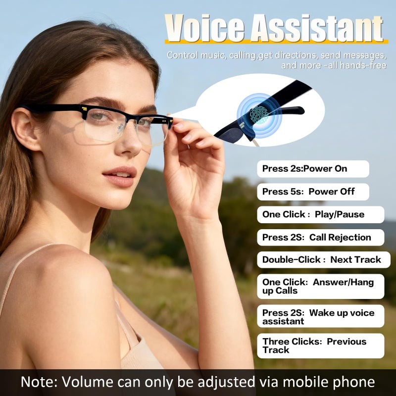 PADOM AI Smart Glasses, Real-Time Translation with 164 Languages Support, Blue Light Blocking Glasses with Speakers & Bluetooth, IPX5 Waterproof Smart Bluetooth Glasses for Travel, Business & Study (Gold) - Image 5