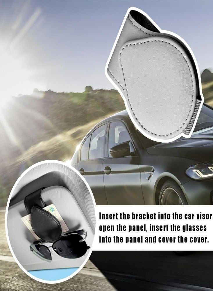 Loquat Grey Magnetic Leather Car Sunglasses Holder for Car Visor Convenient Portable Eyeglasses Hanger Card Ticket Clip Organizer for Easy Access and Protection - Image 5