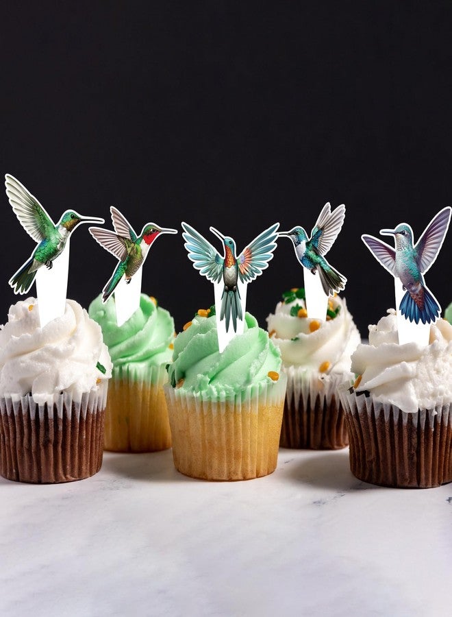 FOZEE 32Pcs Hummingbird Cupcake Toppers, Hummingbird Cake Picks, Bird Party Decorations, Hummingbird Birthday Party Decorations, Hummingbird Decorations - Image 4
