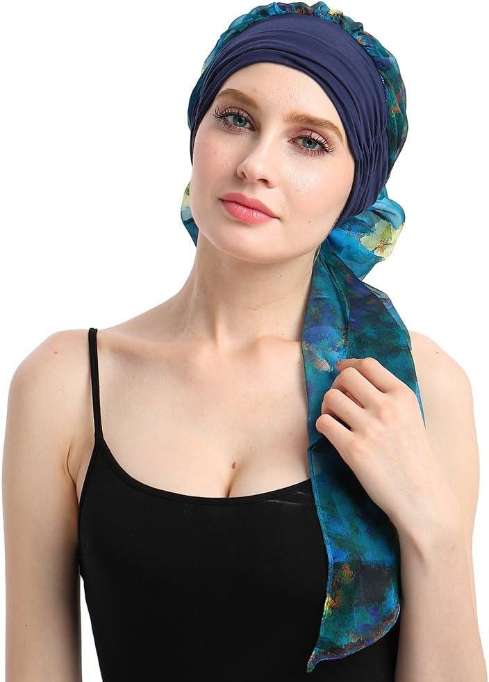 FocusCare Chemo Headwear Turbans for Women Long Hair Head Scarf Headwraps Cancer Hats - Image 5