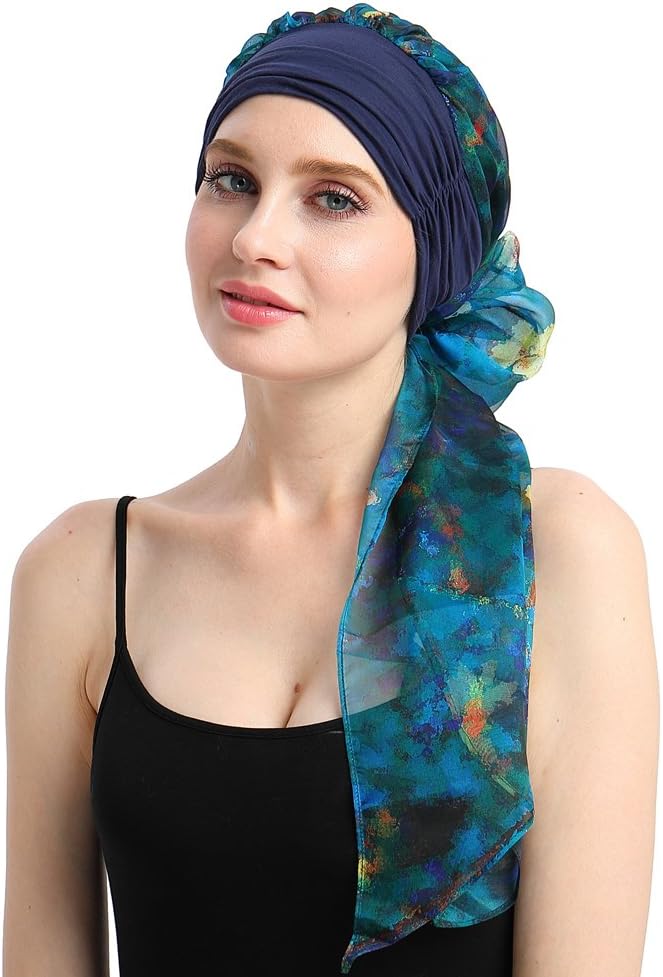 FocusCare Chemo Headwear Turbans for Women Long Hair Head Scarf Headwraps Cancer Hats - Image 4