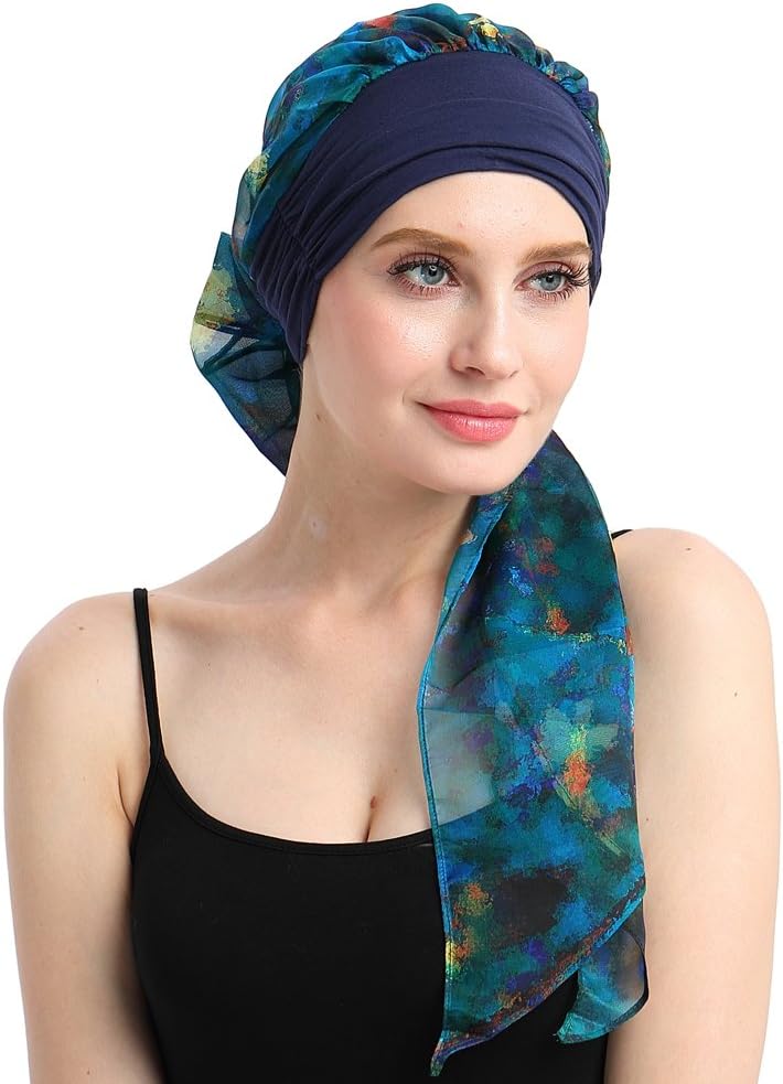 FocusCare Chemo Headwear Turbans for Women Long Hair Head Scarf Headwraps Cancer Hats - Image 2