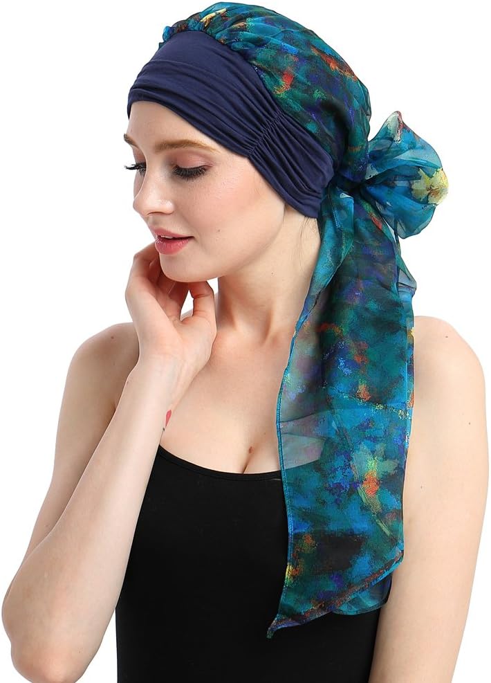 FocusCare Chemo Headwear Turbans for Women Long Hair Head Scarf Headwraps Cancer Hats - Image 3