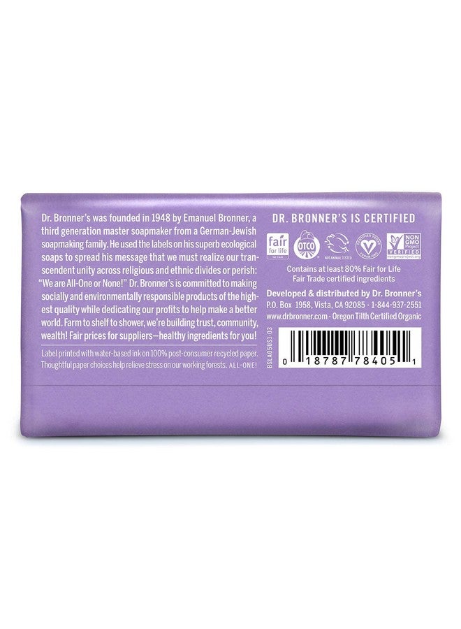 Dr. Bronner’S Purecastile Bar Soap (Lavender 5 Ounce 6Pack) Made With Organic Oils For Face Body And Hair Gentle And Moisturizing Biodegradable Vegan Crueltyfree Nongmo