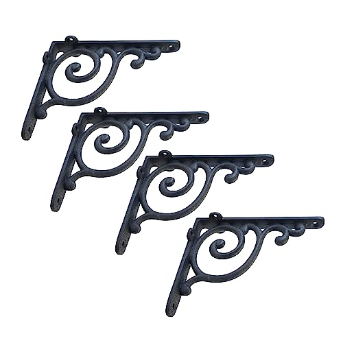 NACH Decorative Shelf Brackets, 4 Pack of 5.3 x 4.3 x 1.2 inch, Antique Metal Shelf Brackets - Shelf Support Bracket for Wall - Victorian Shelf Bracket - Image 1