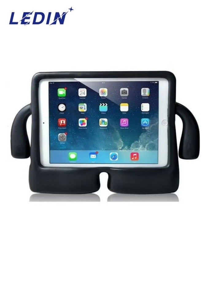 Kids Shock‑Proof EVA Case with Handle & Stand for iPad 10.2 9th Gen Bright Durable Cover(Black)