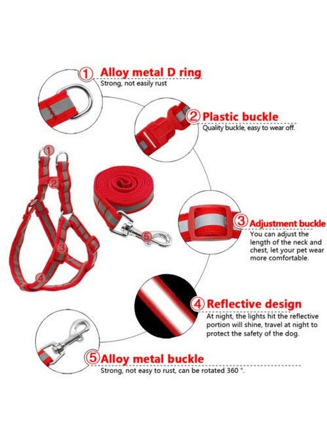 Adjustable Soft Nylon Strip Radium Dog Harness & Leash Set For Puppies And Small Breed Dog Reflected Harness & Leash Set 15Mm (Blue Color) - Image 4