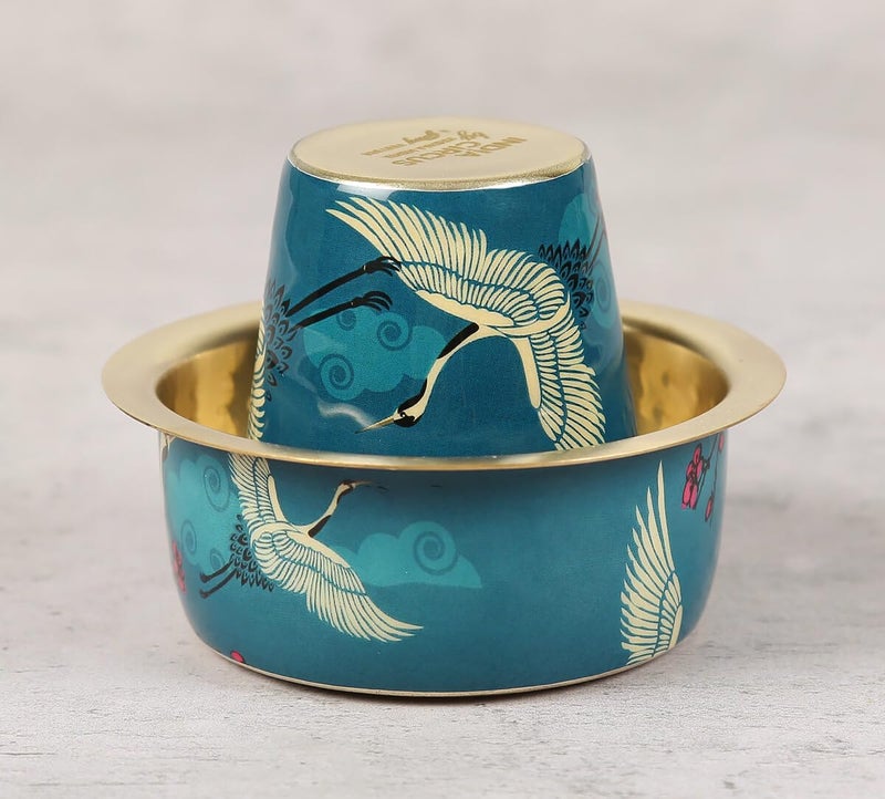 India Circus by Krsnaa Mehta India Circus by Krsnaa Mehta Legend of The Cranes Brass Coffee Tea Cup Tumbler Traditional Kumbakonam Dawara Set Filter Coffee Set Serving Drinkware 150 ml  - Image 3