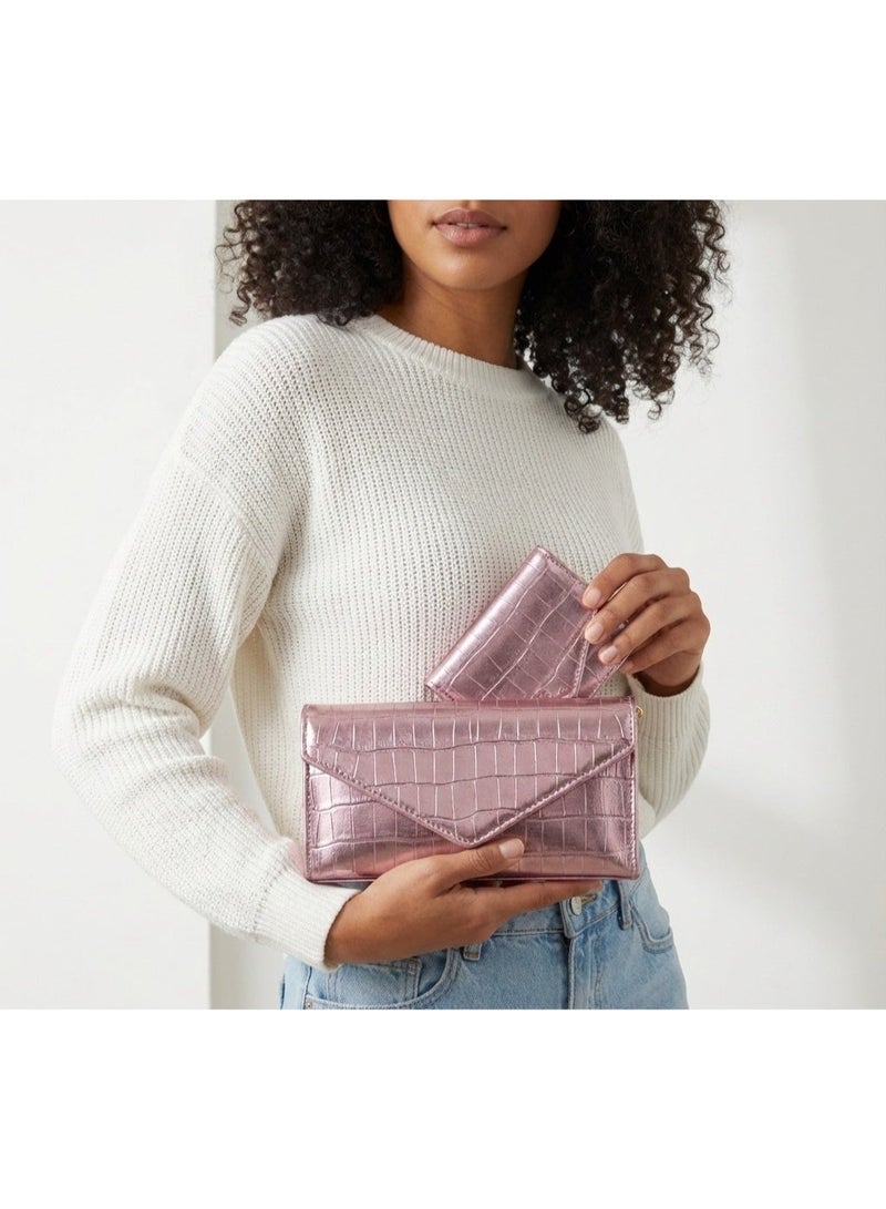 zoba Elegant women's bag and wallet set – patent leather with a crocodile pattern – a trendy chain bag + a practical wallet with a luxurious design - Image 3