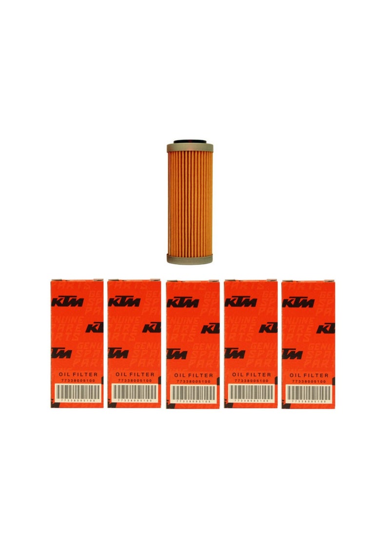 KTM NEW OEM KTM OIL FILTERS 5 PACK 350 400 450 500 530 EXC-F SX-F XC-F XCF-W FACT. ED 2008-2018 5X 77338005100 