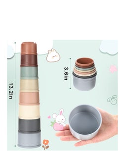 Excefore 8 Pcs Stacking Cups for Rabbits - Multi-Colored Reusable Bunny Toys of Different Sizes, Safe Plastic Nesting Toys for Small Animals Rabbits Bunny Hiding Food and Playing  - Image 2