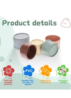 Excefore 8 Pcs Stacking Cups for Rabbits - Multi-Colored Reusable Bunny Toys of Different Sizes, Safe Plastic Nesting Toys for Small Animals Rabbits Bunny Hiding Food and Playing  - Image 3