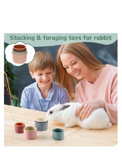 Excefore 8 Pcs Stacking Cups for Rabbits - Multi-Colored Reusable Bunny Toys of Different Sizes, Safe Plastic Nesting Toys for Small Animals Rabbits Bunny Hiding Food and Playing  - Image 4