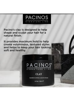 باتشينوس معجون الشعر الطيني من Pacinos Signature Line - شمع تصفيف الشعر يدوم طويلاً مع ثبات قوي لجميع تصفيفات الشعر، 4 أونصة  - Image 3