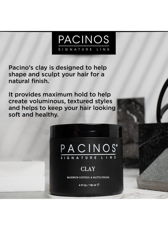 باتشينوس معجون الشعر الطيني من Pacinos Signature Line - شمع تصفيف الشعر يدوم طويلاً مع ثبات قوي لجميع تصفيفات الشعر، 4 أونصة  - Image 3