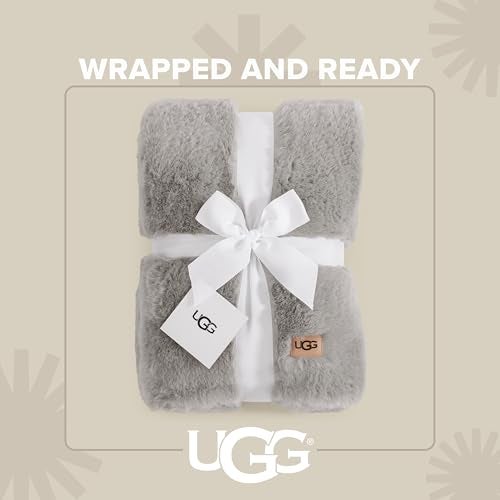 UGG Euphoria Faux Fur Throw Blanket, Oversized Warm Throw for Couch or Chair, Luxury Bedroom Decor, Cozy Soft Blankets, Machine Washable, 50-inch x 70-inch, Seal Grey - Image 3
