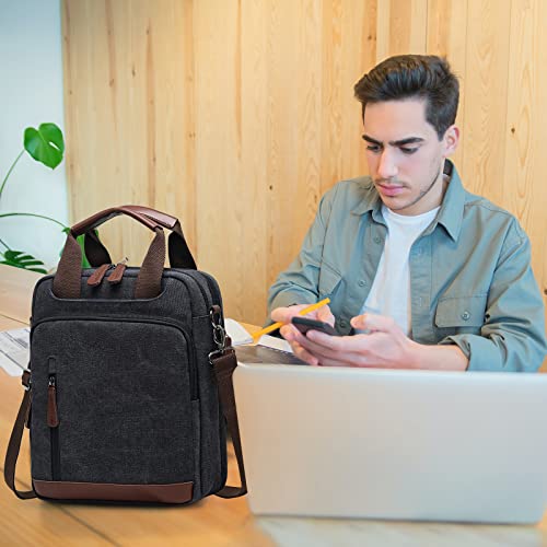 mygreen Mens Bag Messenger Bag Canvas Shoulder Bags Travel Bag Man Purse Crossbody Bags for Work Business Black - Image 2
