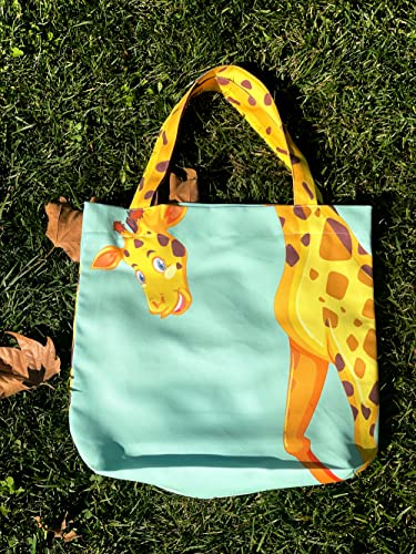 CurryFerry Sophie the Giraffe - Funny Giraffe Decor - Reusable Canvas Tote Bag for Women - Book Tote - Green - Image 4