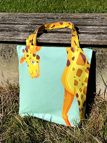 CurryFerry Sophie the Giraffe - Funny Giraffe Decor - Reusable Canvas Tote Bag for Women - Book Tote - Green - Image 3