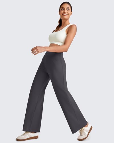 G4Free Yoga Dress Pants with Pockets for Women Wide Leg High Wasit Ankle Stretch Comfy Pants Casual Loose Palazzos for Travel Dark GreySPetite - Image 3