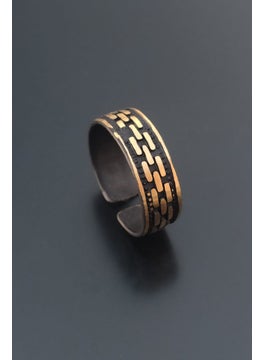 The Collection Roman Pattern Model Adjustable Two Color Ring 