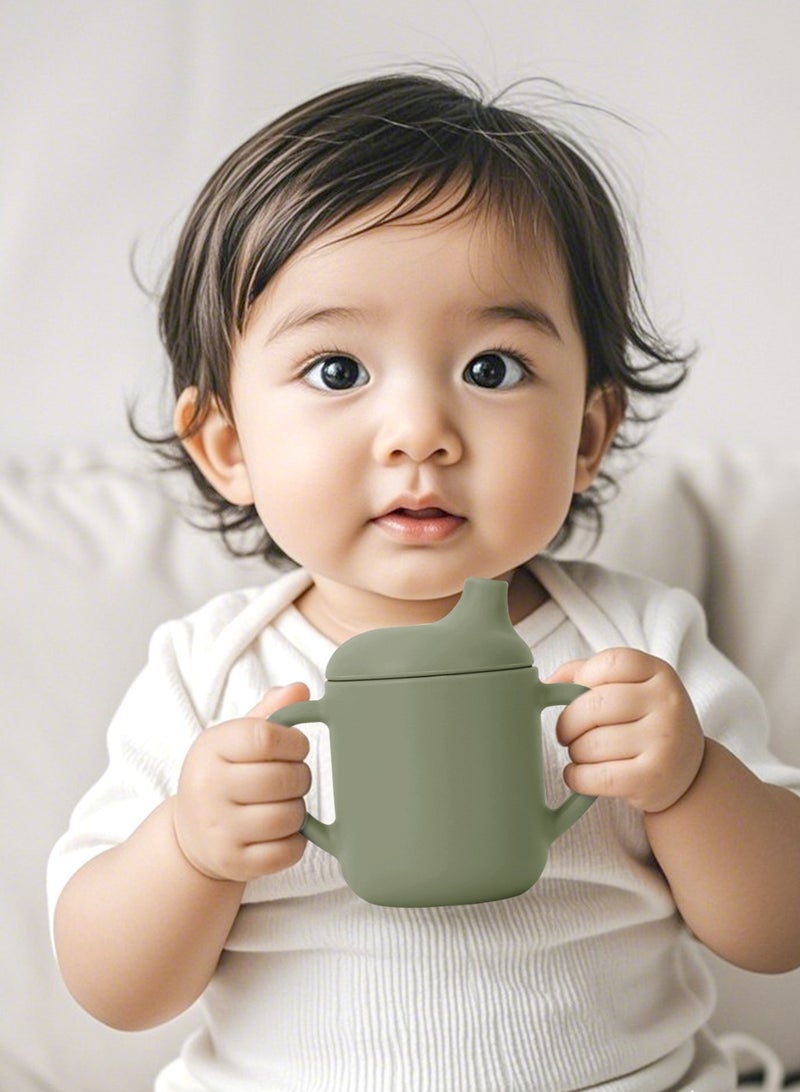 URbazaar 2 Pack Baby Training Cup 180ml, Silicone Sippy Cup with Handles, Lid and Straw, Spill Proof and Non-Slip Straw Cup for Babies and Toddler - Image 5
