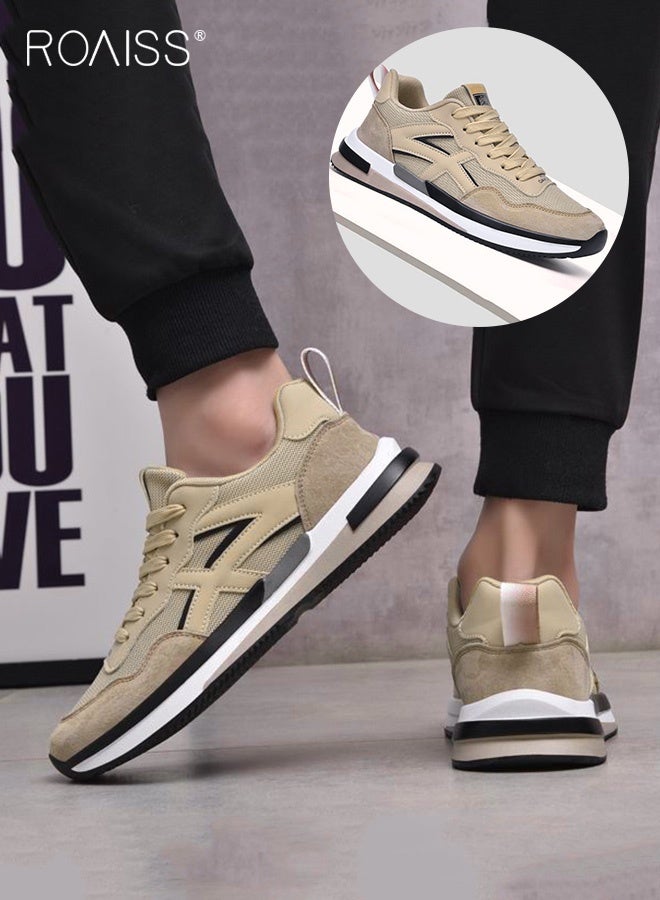 رويس أحذية رياضية أنيقة منخفضة للرجال، أحذية رياضية خفيفة الوزن ومسامية للرجال، أحذية رياضية غير قابلة للانزلاق برباط، أحذية رياضية ممتصة للصدمات مع بطانة ناعمة، مناسبة للارتداء اليومي والجري والأنشطة الخارجية - Image 1