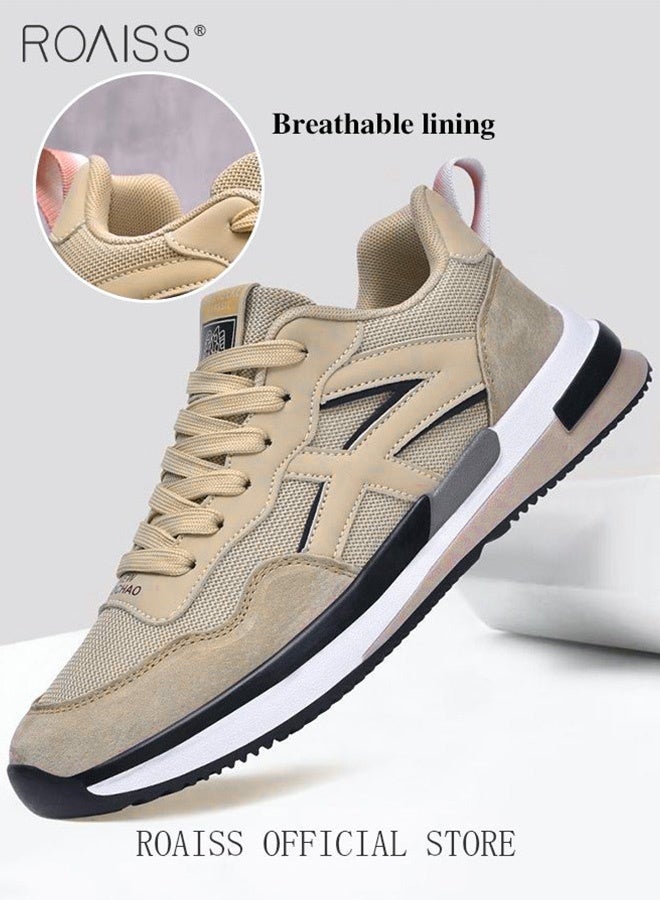 رويس أحذية رياضية أنيقة منخفضة للرجال، أحذية رياضية خفيفة الوزن ومسامية للرجال، أحذية رياضية غير قابلة للانزلاق برباط، أحذية رياضية ممتصة للصدمات مع بطانة ناعمة، مناسبة للارتداء اليومي والجري والأنشطة الخارجية - Image 2