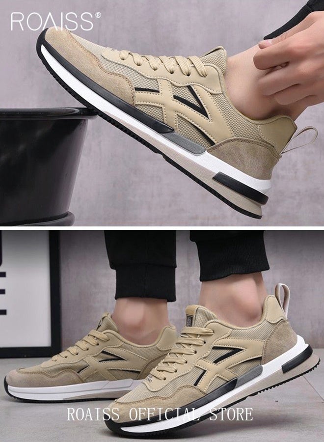 رويس أحذية رياضية أنيقة منخفضة للرجال، أحذية رياضية خفيفة الوزن ومسامية للرجال، أحذية رياضية غير قابلة للانزلاق برباط، أحذية رياضية ممتصة للصدمات مع بطانة ناعمة، مناسبة للارتداء اليومي والجري والأنشطة الخارجية - Image 5