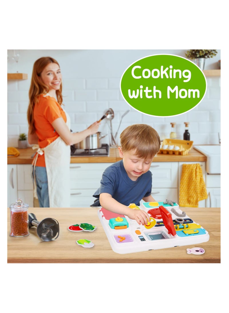 SYOSI Kitchen Busy Board for Toddlers 1-3, Light Up Musical Travel Toy for 12-18 Months, Montessori Sensory Toy for Fine Motor Skills, Car Seat Toy, Ideal Gift for 1-2 and 2-4 Year Olds - Image 2