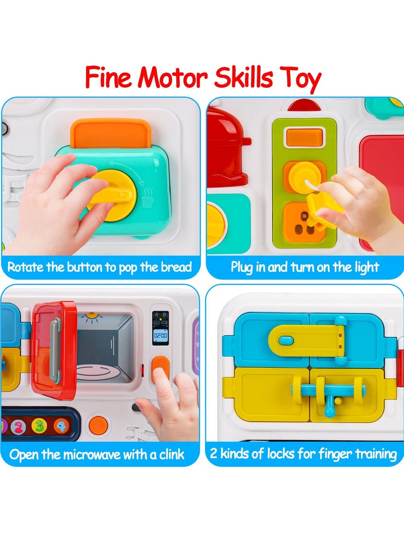 SYOSI Kitchen Busy Board for Toddlers 1-3, Light Up Musical Travel Toy for 12-18 Months, Montessori Sensory Toy for Fine Motor Skills, Car Seat Toy, Ideal Gift for 1-2 and 2-4 Year Olds - Image 4