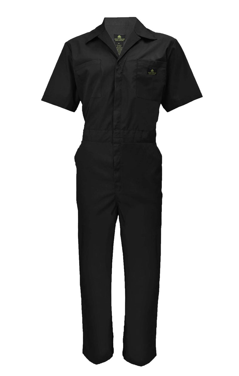 Natural Uniforms Mens Short Sleeve Zip Up Coverall, Stain and Wrinkle Resistant (Black, Large) - Image 1