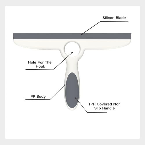 EHOMGUI Shower Squeegee for Glass Doors Walls 10 Squeegee with Adhesive Hook Pack of 2Gray - Image 3