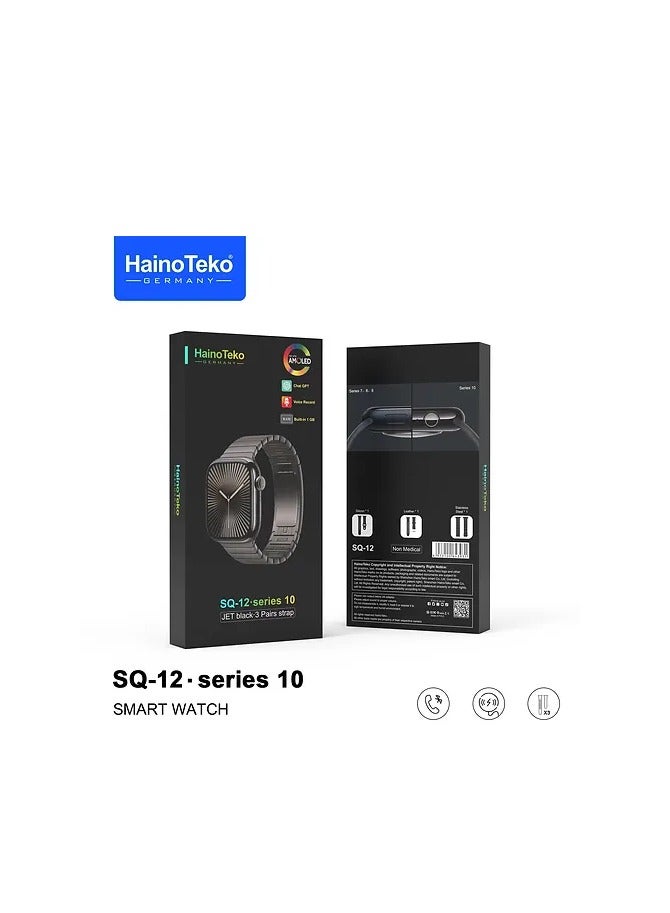 Haino Teko HainoTeko SQ-12 Series 10 Smart Watch with AMOLED Display Chat-GPT Video Recording Built-In 1 GB Ram and 3 Pair Straps Designed for Ladies and Gents Silver - Image 2