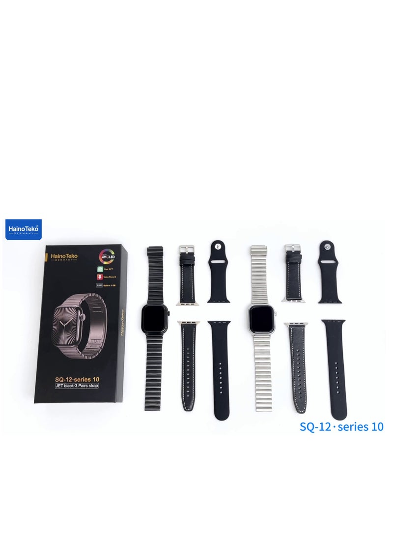 Haino Teko HainoTeko SQ-12 Series 10 Smart Watch with AMOLED Display Chat-GPT Video Recording Built-In 1 GB Ram and 3 Pair Straps Designed for Ladies and Gents Silver - Image 3