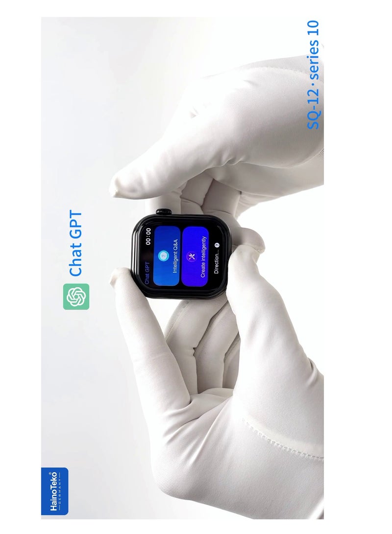 Haino Teko HainoTeko SQ-12 Series 10 Smart Watch with AMOLED Display Chat-GPT Video Recording Built-In 1 GB Ram and 3 Pair Straps Designed for Ladies and Gents Silver - Image 4