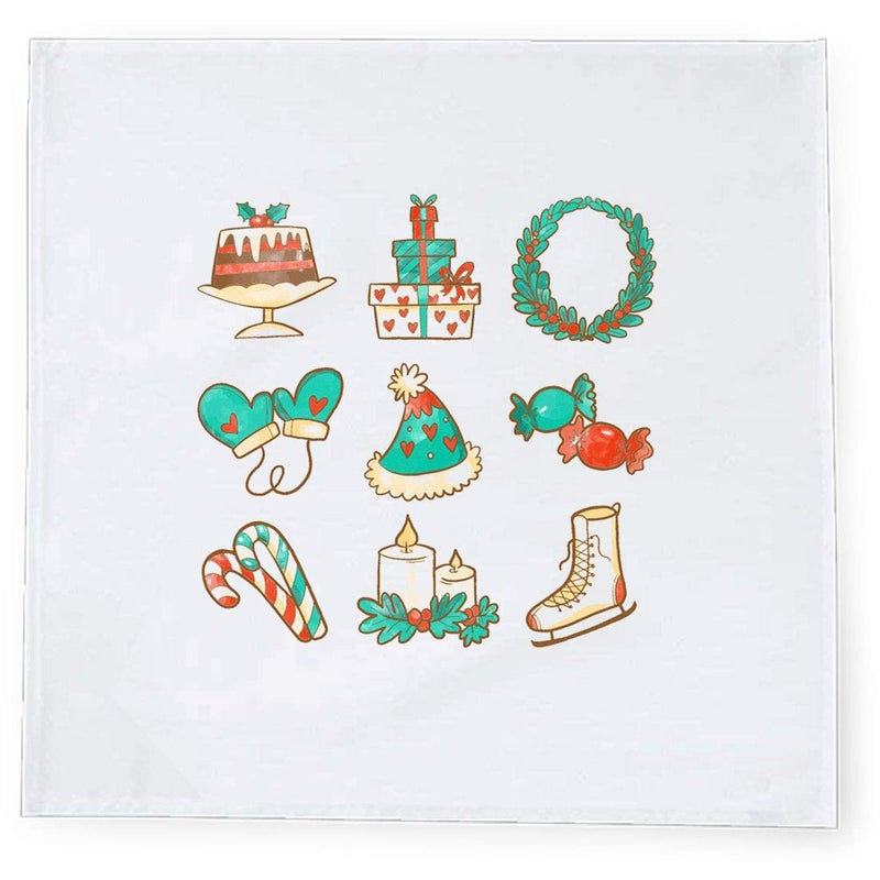Khakee 6 Pcs Christmas Theme Tafta Silk Table Napkins 10x 10 for Xmas Decoration Christmas OrnamentsChristmas Gift npxmas331P - Image 2