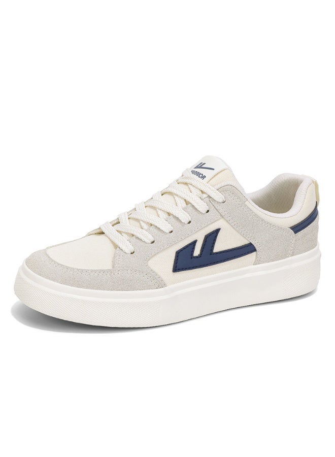 Warrior Stylish Canvas Sneakers for Men/Women - Cream & Navy Casual Shoes Lightweight Comfortable Daily Wear 43SIZE