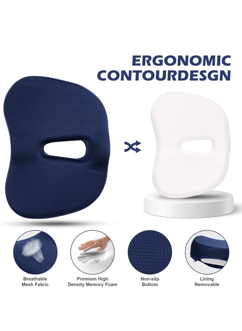 SYOSI Seat Cushion Office Chair Cushions, Premium Memory Foam Chair Cushion, Adjustable Non-Slip Coccyx Cushion, Sciatica Pillow for Sitting Tailbone Pain Car Seat Cushions, Blue  - Image 3