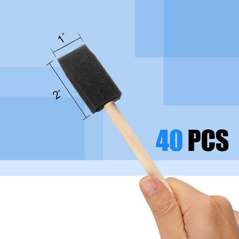 vivinin 40 Pcs Foam Brush,1” Foam Paint Brushes, Wood Handle Sponge Paint Brush, Foam Brushes for Painting for Staining, Varnishes, and DIY Craft Projects - Image 2