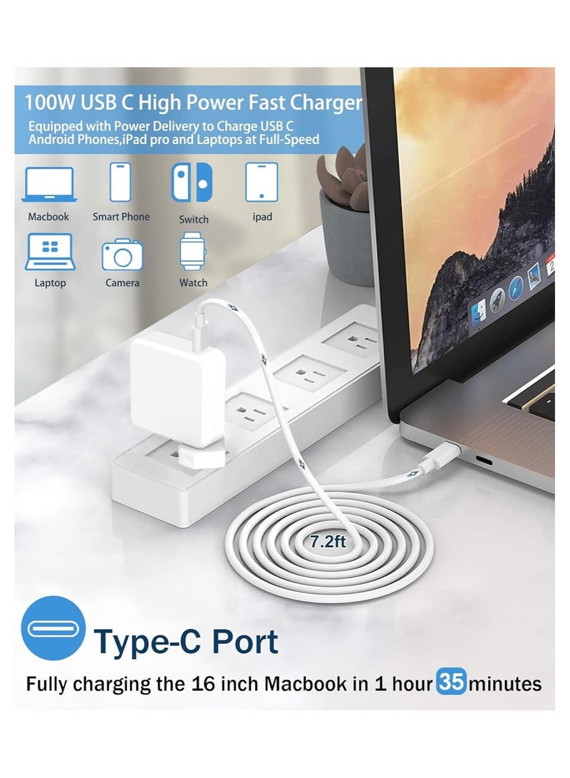 شاحن لماك بوك برو، بديل شاحن USB C بقوة 100 واط / 96 واط لماك بوك برو 16، 15، 14، 13 إنش، وماك بوك إير 13 إنش، وآيباد برو 2023/2022/2021/2020/2019/2018 وجميع الأجهزة المزودة بمنفذ USB-C. - Image 2