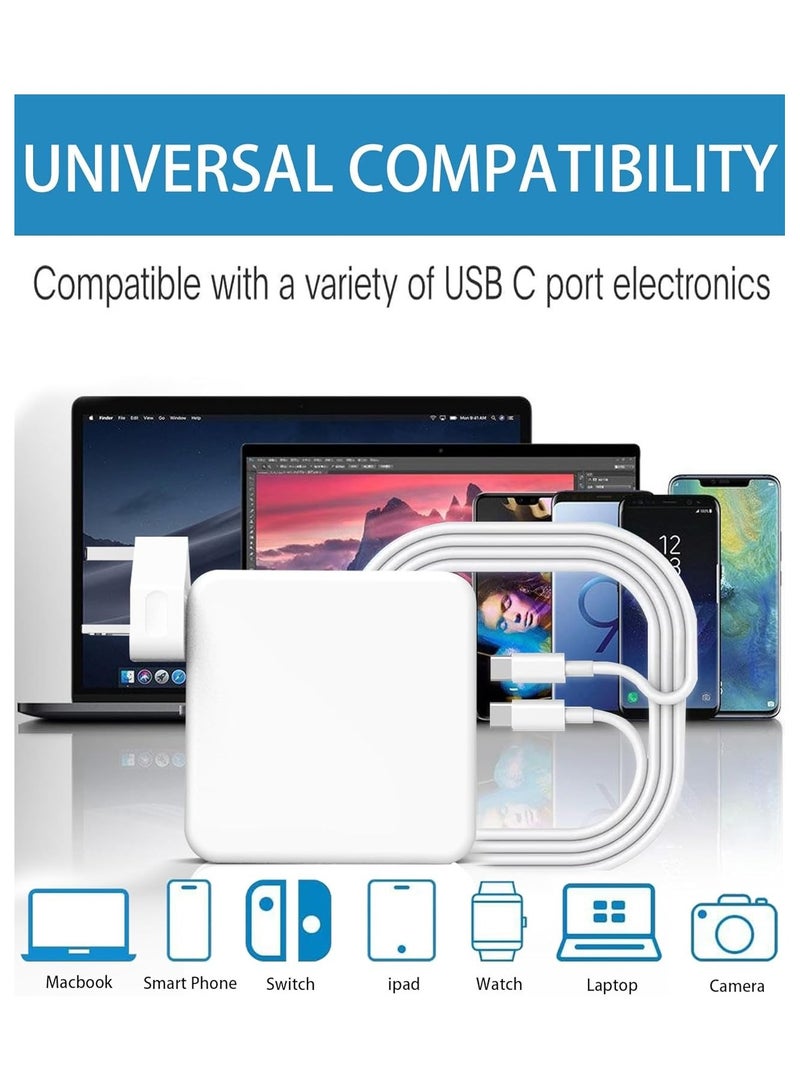 شاحن لماك بوك برو، بديل شاحن USB C بقوة 100 واط / 96 واط لماك بوك برو 16، 15، 14، 13 إنش، وماك بوك إير 13 إنش، وآيباد برو 2023/2022/2021/2020/2019/2018 وجميع الأجهزة المزودة بمنفذ USB-C. - Image 3