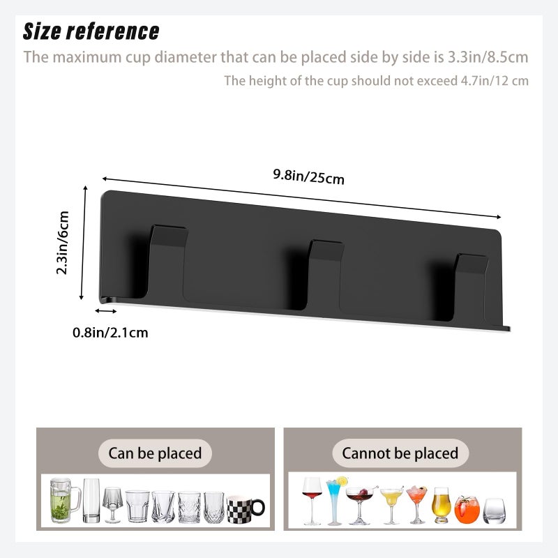 Vaisoeny Wine Glass Holder, 2 Pack Cup Holderï¼ŒNo Drilling Installation Wine Glass Holder Wall Mounted for Dining Room, Kitchen and Bar (Black) - Image 5