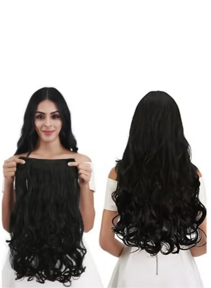 Joudi Black-Brown Hair Extensions with 5 Large Built-in Clips - Secure Hold Design (Black-Brown) - Image 1