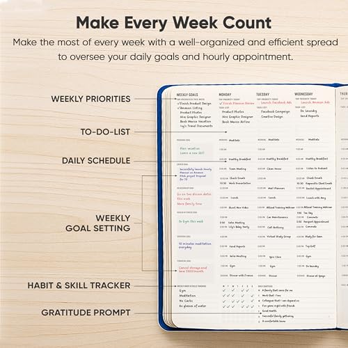 PRODUCTIVITY STORE Hourly Planner & Appointment Book (8.5” x 11”) - Premium Hourly Planner with Daily Schedule & 30-Minute Time Slots for Better Time Management by PRODUCTIVITY STORE (A4, Navy) - Image 3