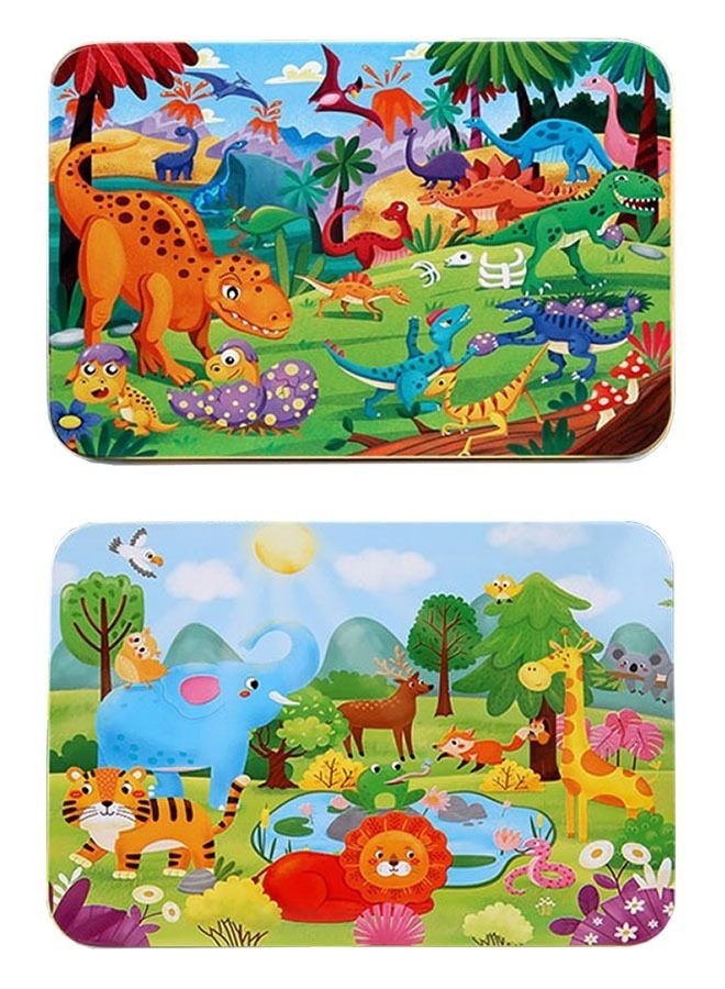 2 صندوق من 200 قطعة صندوق حديدي أحجية خشبية للأطفال التعليمية للتعليم المبكر ألعاب مكعبات البناء 13.5x9.5x5cm - Image 1