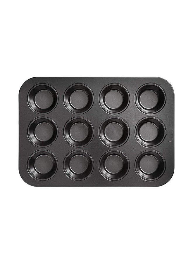yongsheng 12 Grid Cup Cake Mould black 35.2X26.5cm，Muffin Tray Cupcake Baking Pan , 12-Cup Nonstick Carbon Steel Muffin Tins Non-Stick Cupcake Tin Bakeware Accessories for Baking Cupcakes Muffin Brownies Snacks, Easy Clean, Fridge Safe  - Image 1
